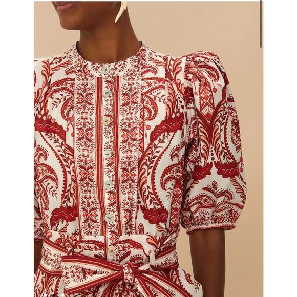 New! Farm Rio Tropical Cameo Off-White Romper Sleeved Jumpsuit M #13 - Picture 7 of 7